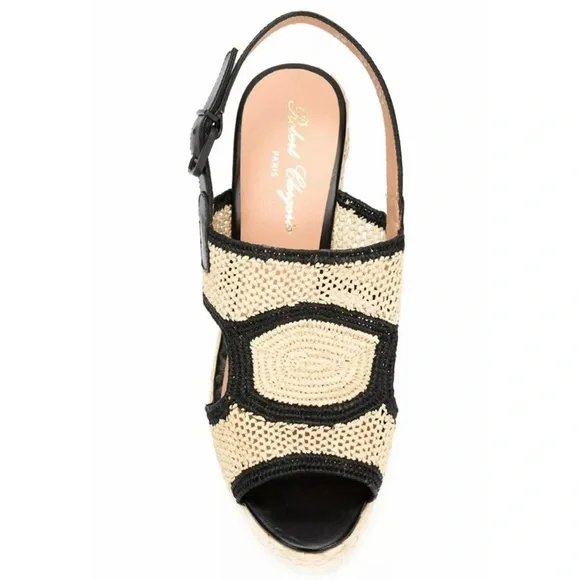 Robert Clergerie Raffia & Leather Drastik Wedge Heels Size 37.5 - Picture 3 of 11